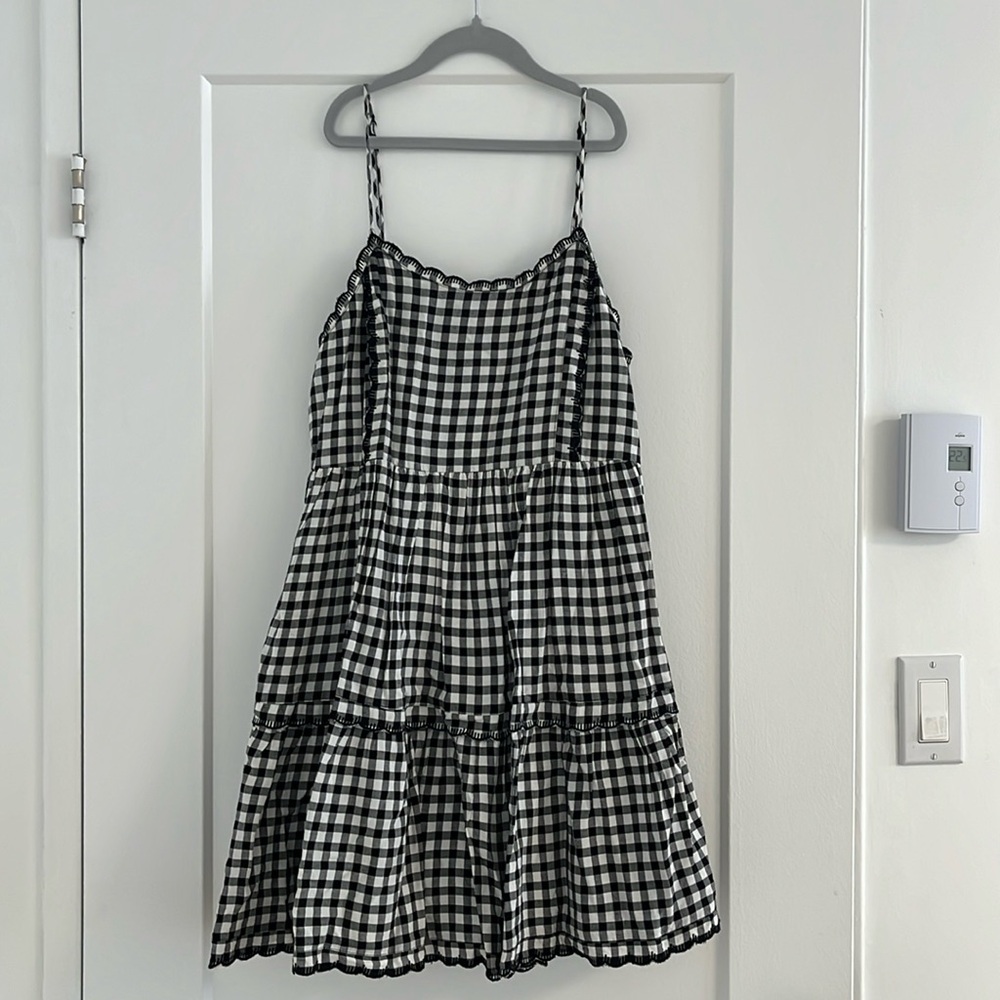 Black and White Gingham Spaghetti Strap Dress